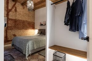 Barcelona apartment bedroom interior design stonewall