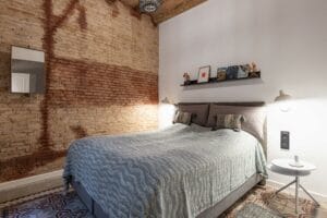 Barcelona apartment bedroom interior design stonewall