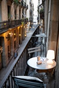 View of Barcelona street from balcony
