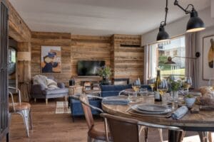 Megeve Chalet apartment dining area living room