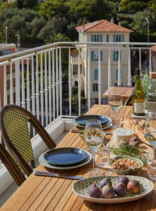 Villefranche apartment holiday home terrace dining table food