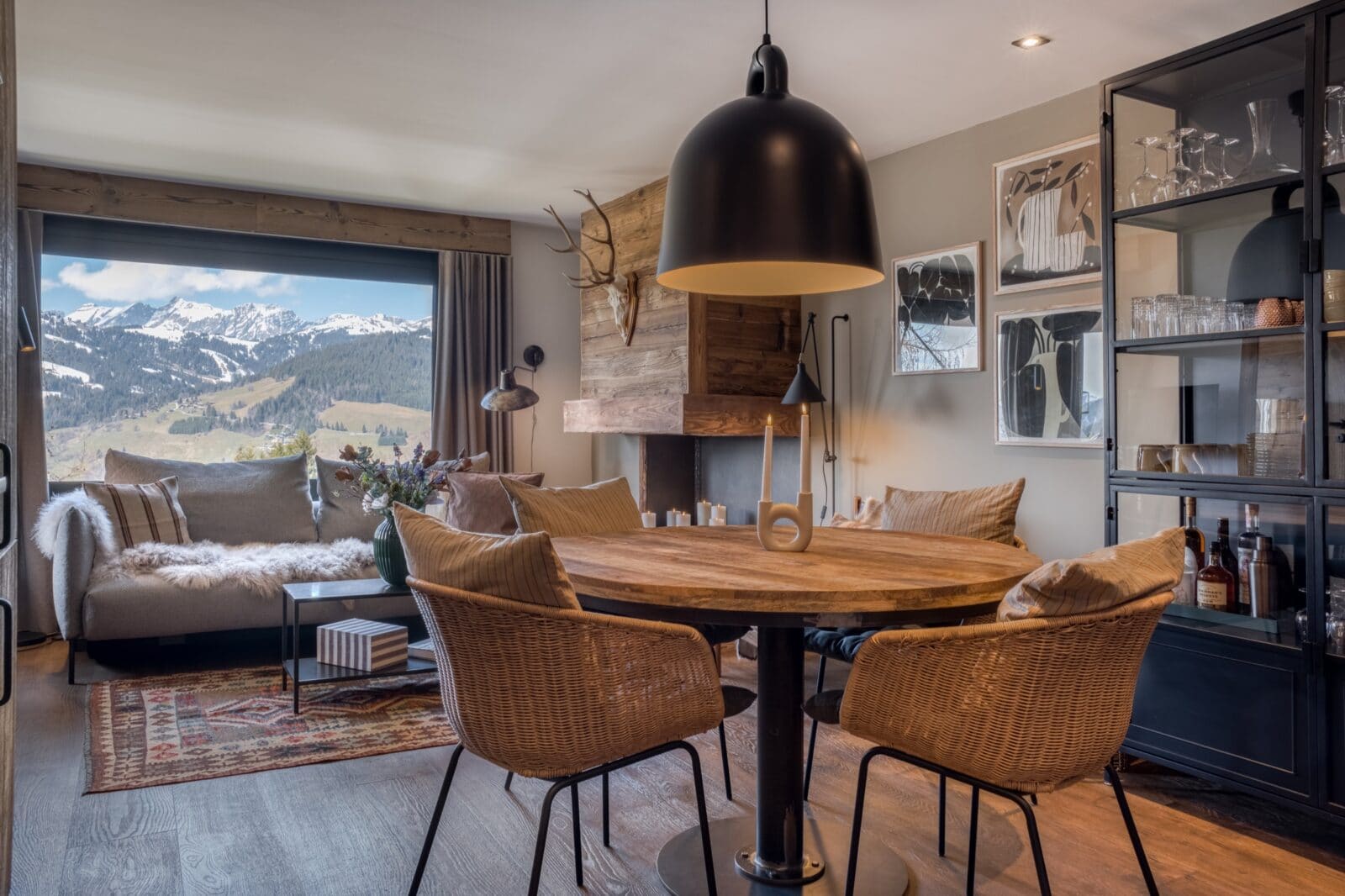 Megeve Chalet apartment Trademark Living dining table House Doctor chair Normann Copenhagen lamp