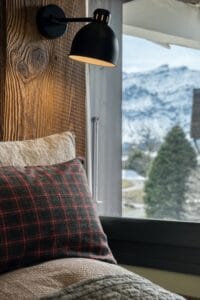 Megeve chalet apartment bedroom Au Maison pillows