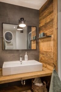 Megeve apartment bathroom chalet recycled wood
