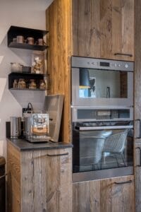 Megeve chalet apartment kitchen recycled wood