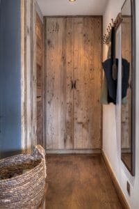 Megeve apartment chalet recycled wood entrance