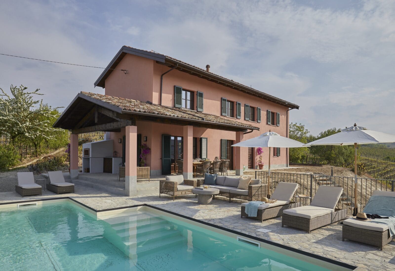 Piedmont Italy house poolside terrace