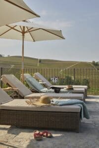 Piedmont Italy house poolside view