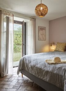 bedroom bed pillows Au Maison Poster and Frame view vineyard
