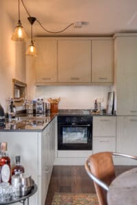 Megeve chalet kitchen area dining area