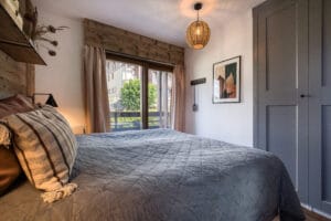 Megeve chalet bedroom bed pillows view
