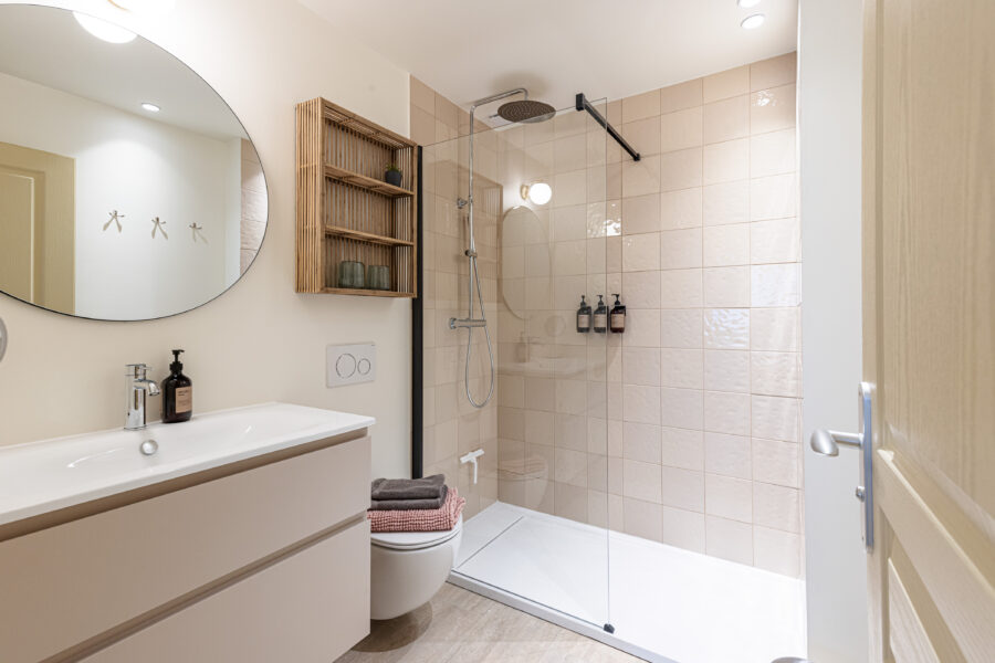 holiday home bathroom sink shower